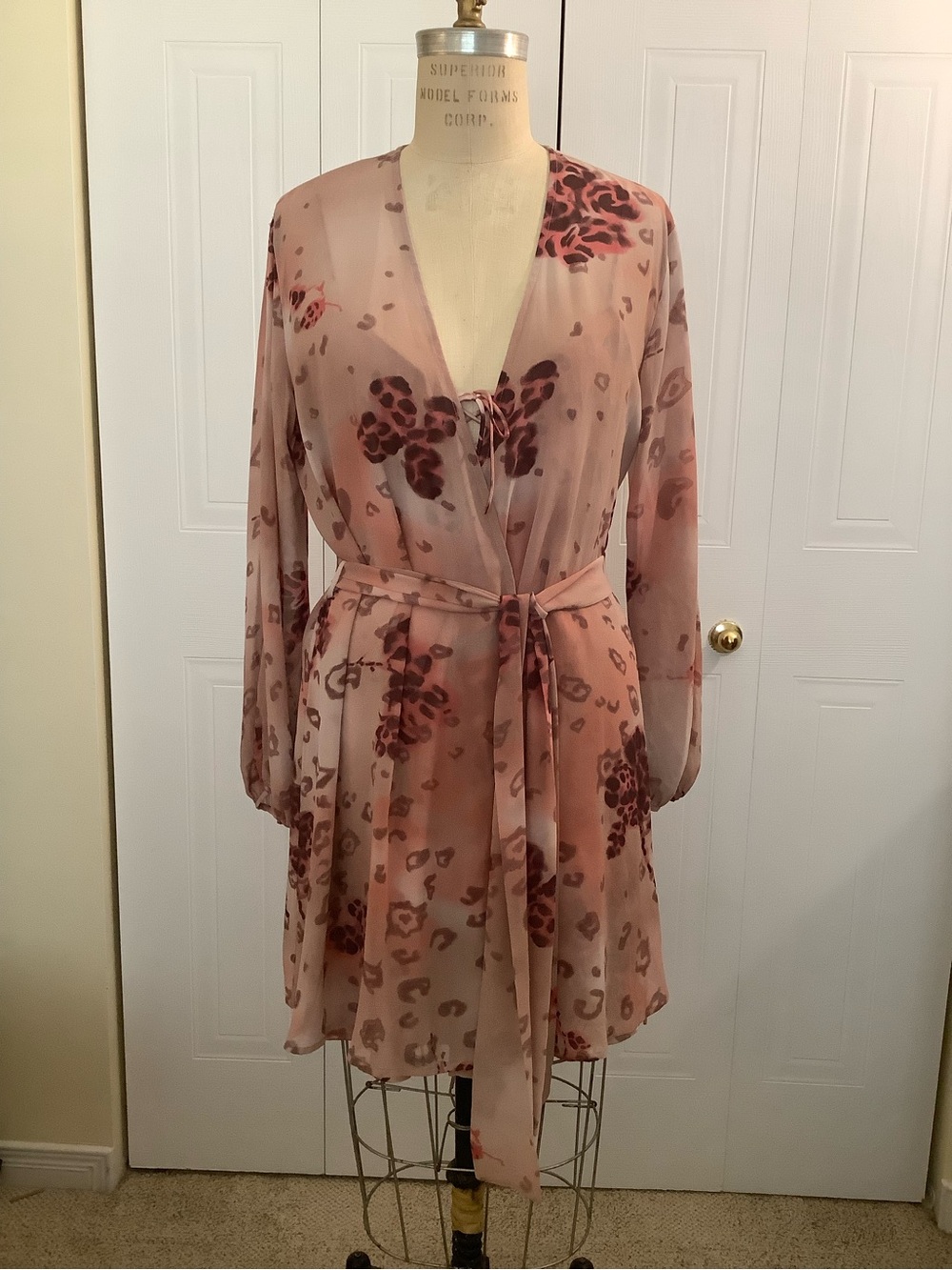 La SENZA Sheer Floral-Print Blouse in Dusty Pink and Mauve